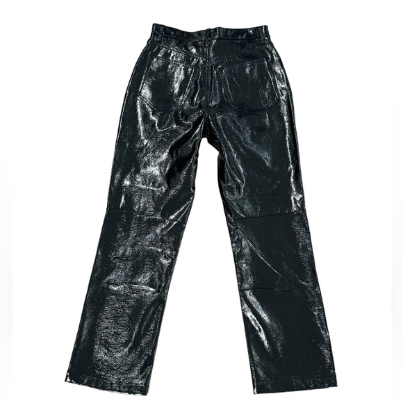 Abercrombie & Fitch Black Vegan Patent Leather 90s Straight Ultra High Rise Pant - Picture 10 of 14